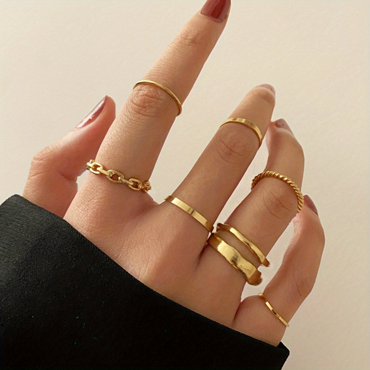 11 PCS Set Stacking Rings Band Finger Knuckle Fashion Jewelry Gold