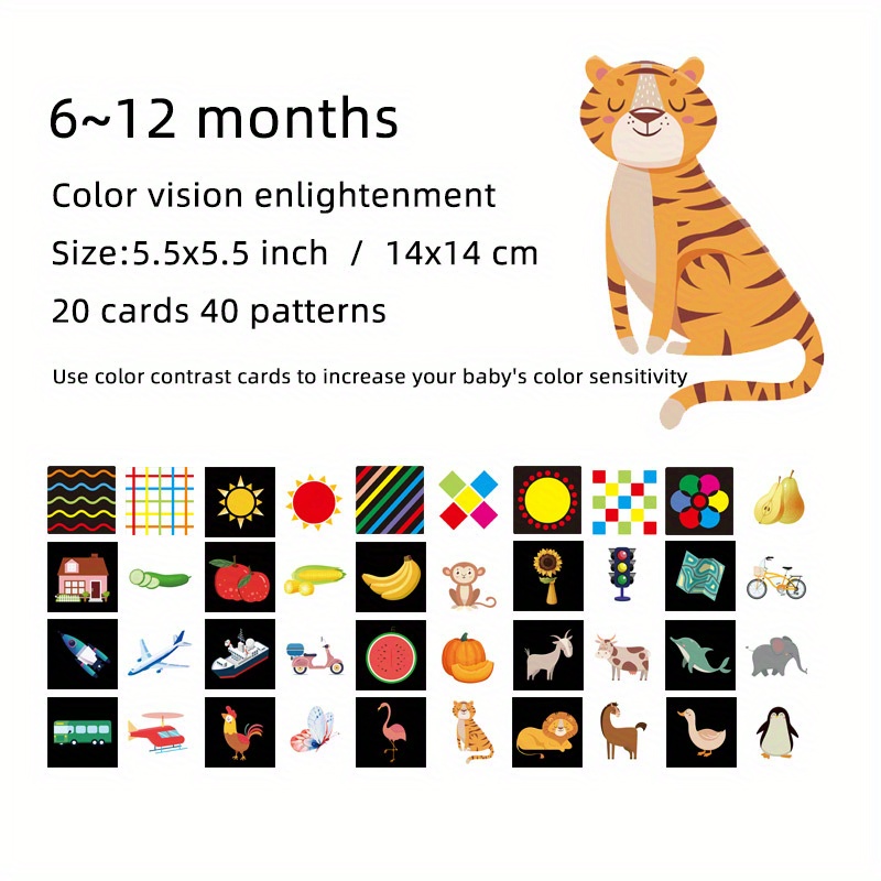 Bébé Stimulation visuelle Flash carte Montessori éducatif noir blanc coloré  Flashcard contraste élevé livre bambin jouets cadeaux~A