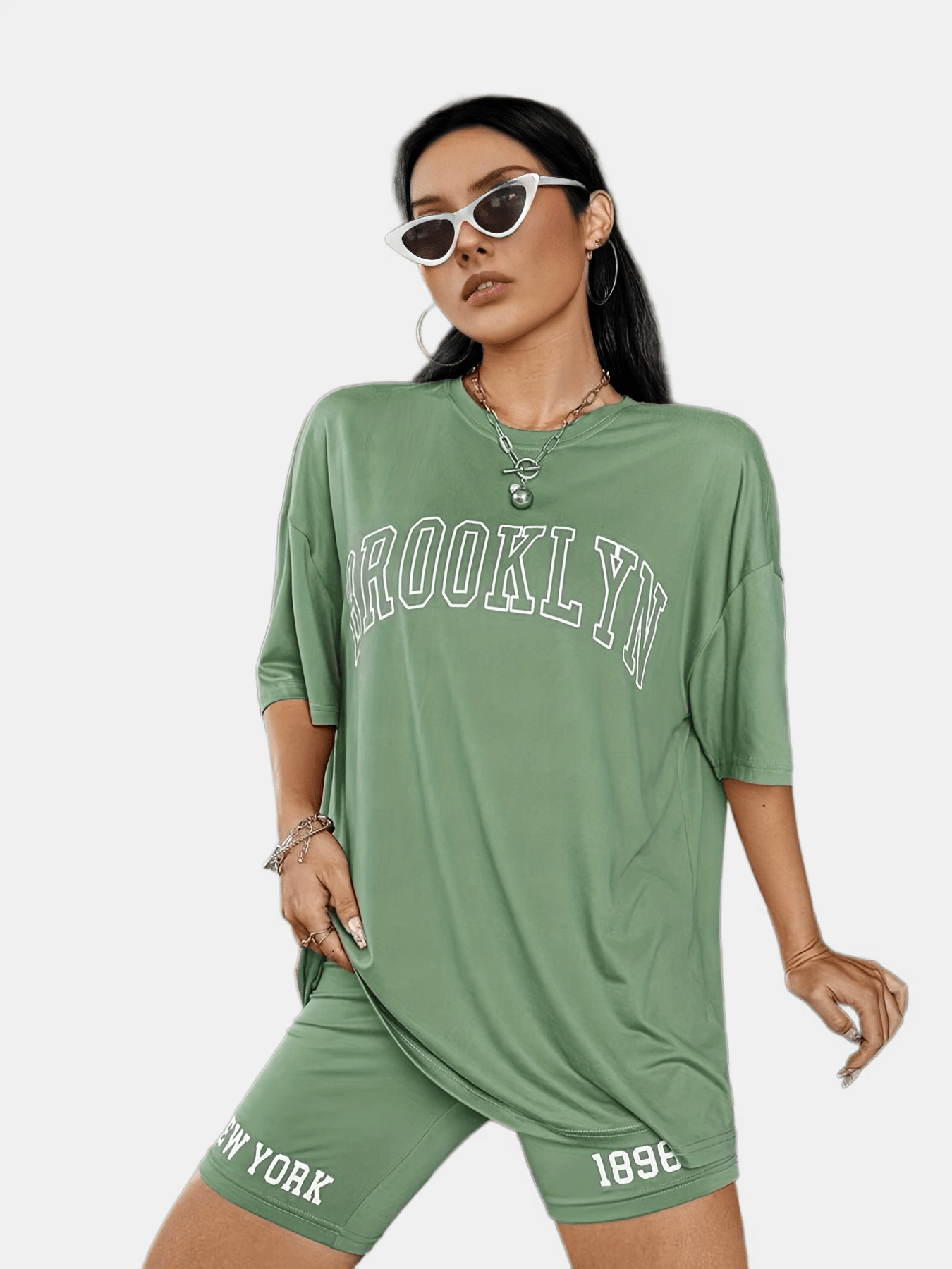 Letter Print Two-piece Set Tee & Shorts Casual Outfit