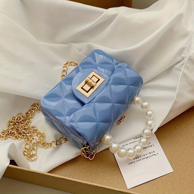 Waterproof Argyle Embossed Shoulder Bag Solid Mini Handbag