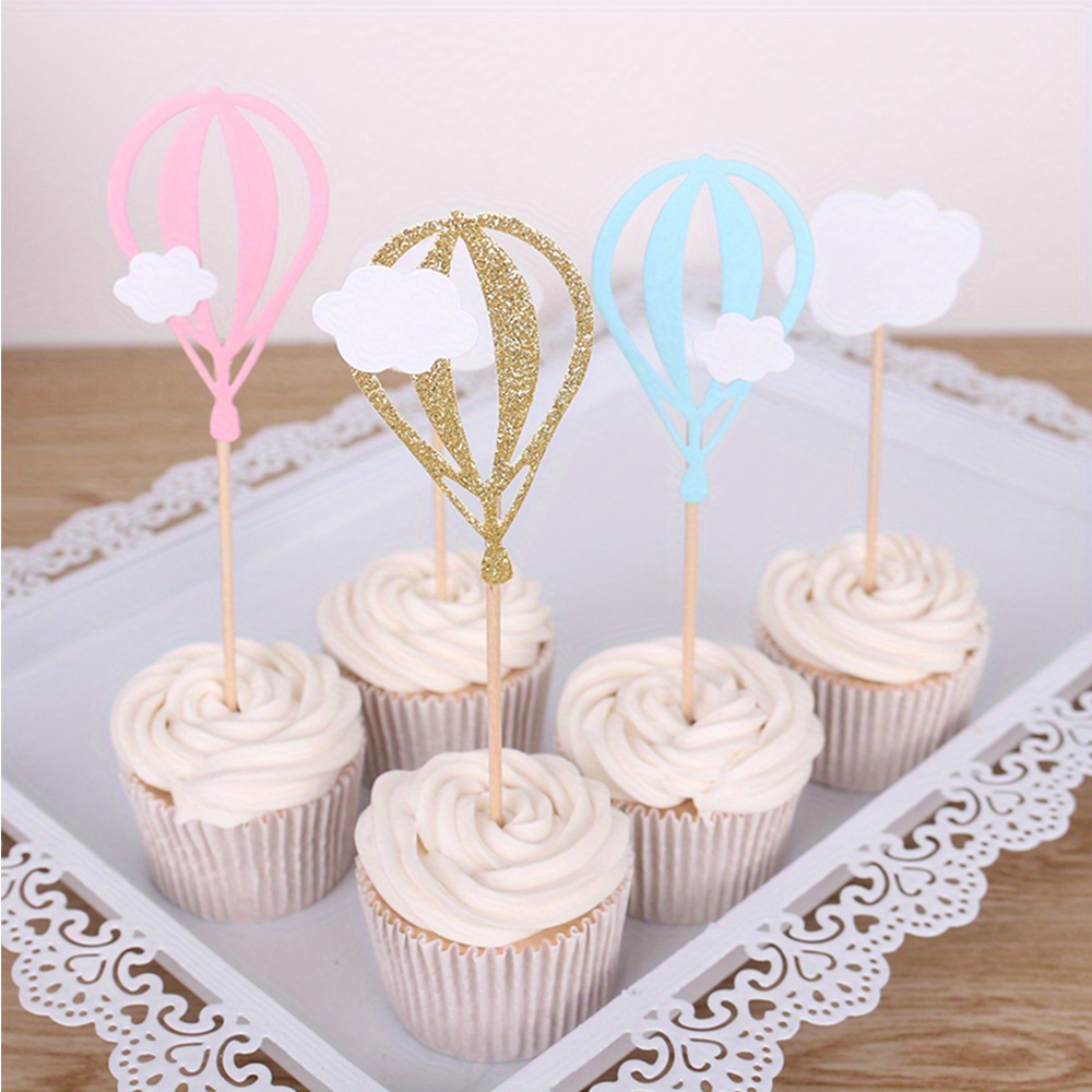 Hot Air Ballon Cupcake Toppers, Hot Air Balloon and Cloud Cupcakes