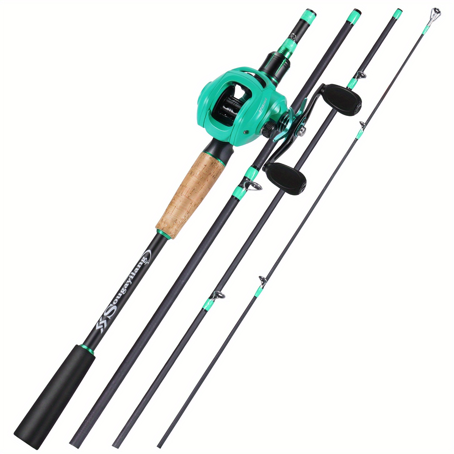 Sougayilang Casting Fishing Rod and Reel Combo 2 Pieces M/MH Fishing Pole Baitcasting  Reel Baitcaster Set 