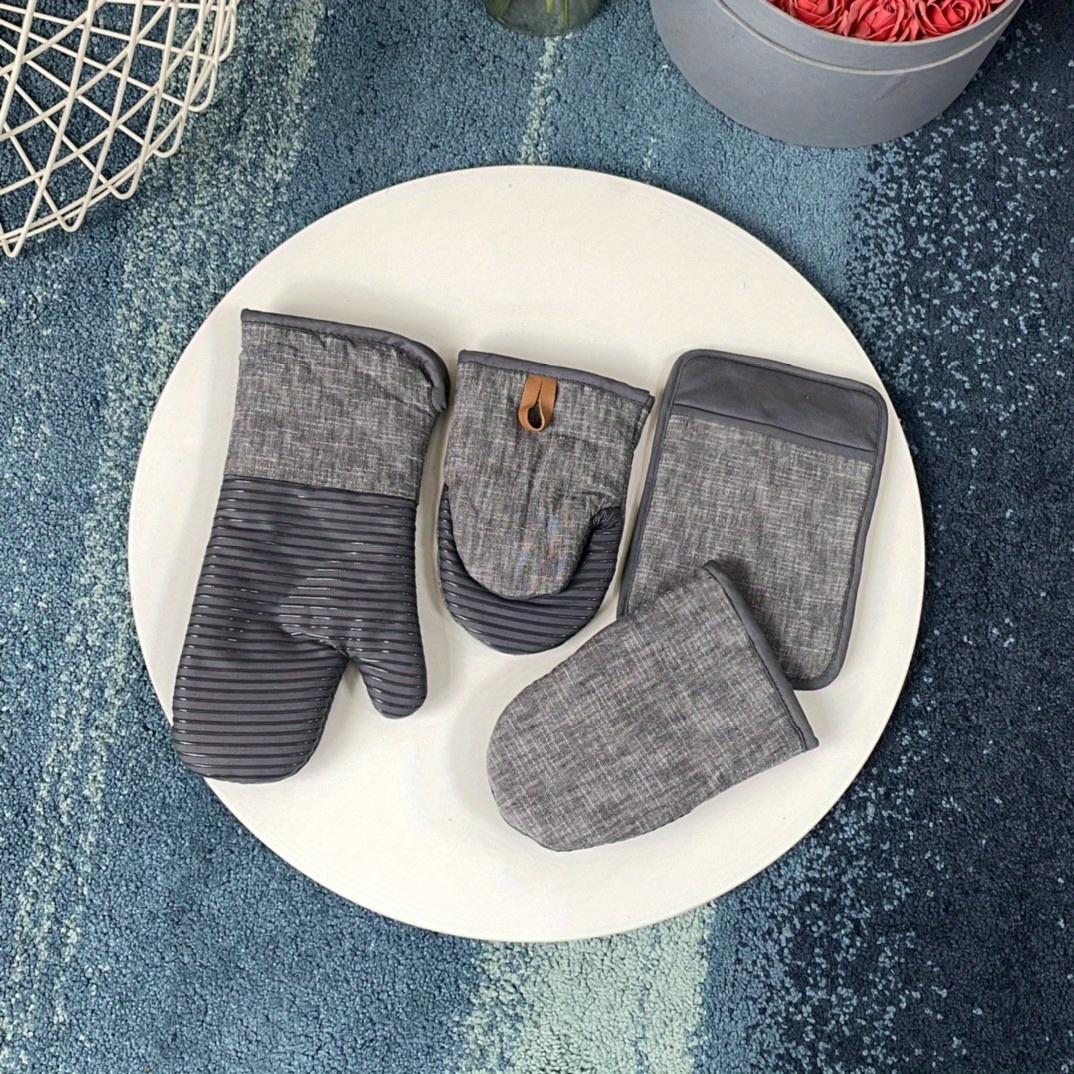 Heat Resistant Striped Oven Mitts And Pot Holder Set Non - Temu