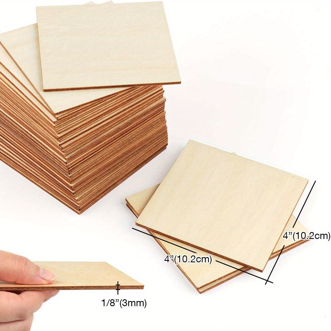 Wood Pieces Natural Blank Wood Squares Wooden Square Cutouts - Temu
