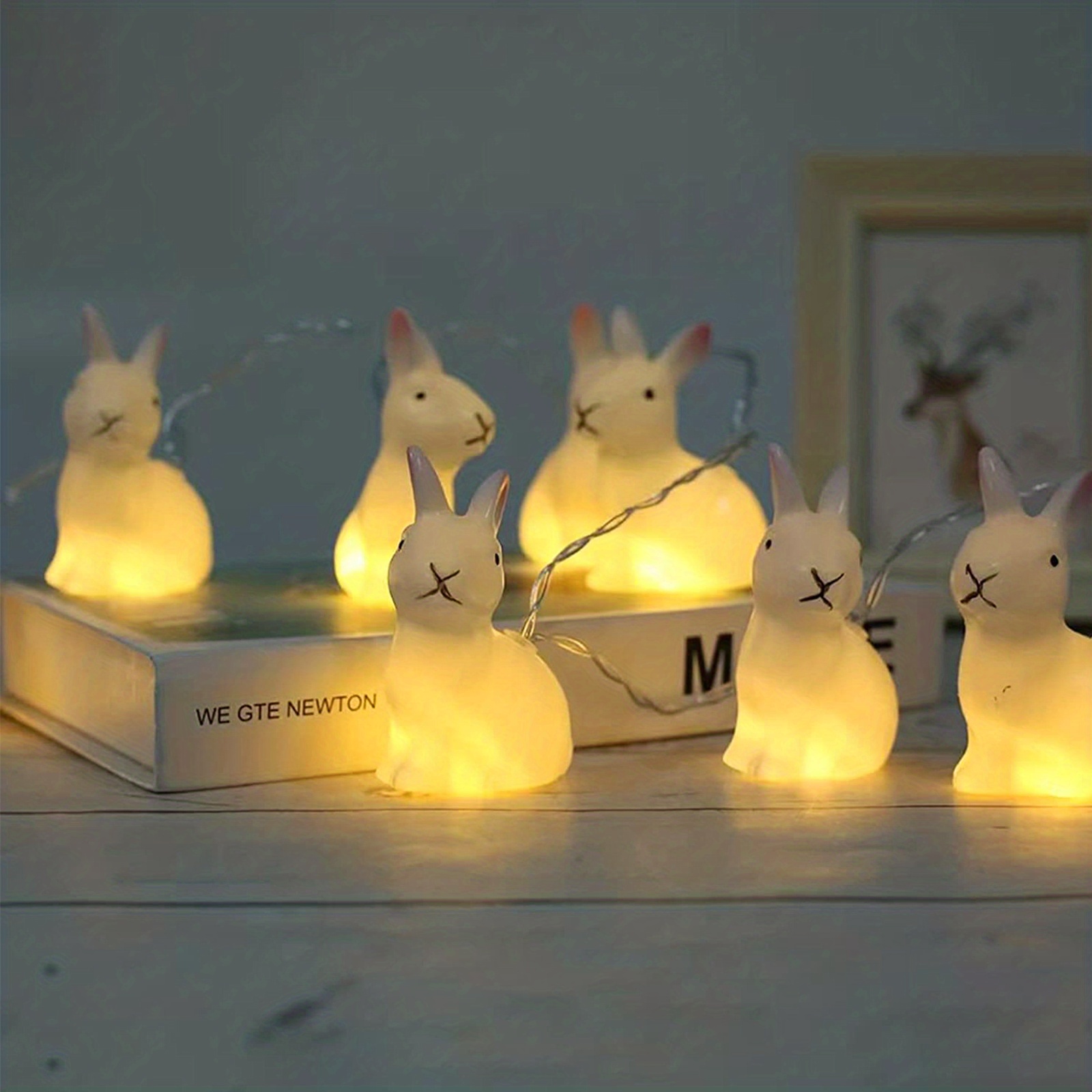 Guirlande lumineuse lapin de paques a 10LED, 1.5M, fonctionnement a piles,  fournitures de decoration pour fete a domicile, paques