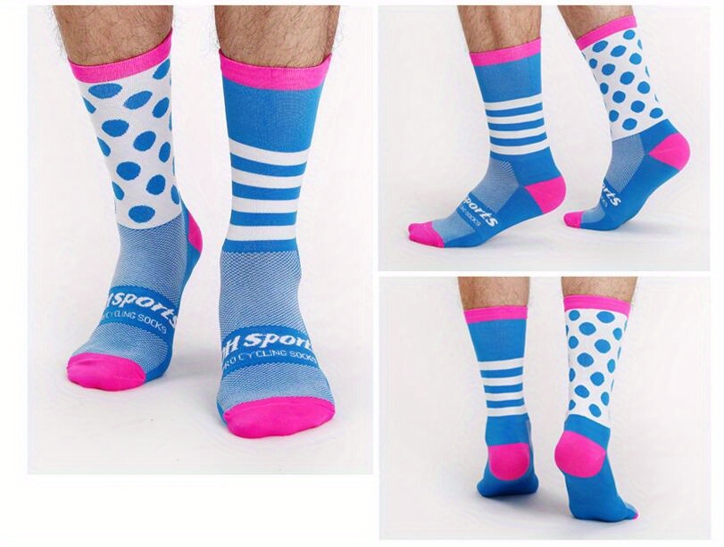 Chaussettes Cyclisme Unisexes QT, Bleues, Antidérapantes, Taille 7.5-10 (40-45)