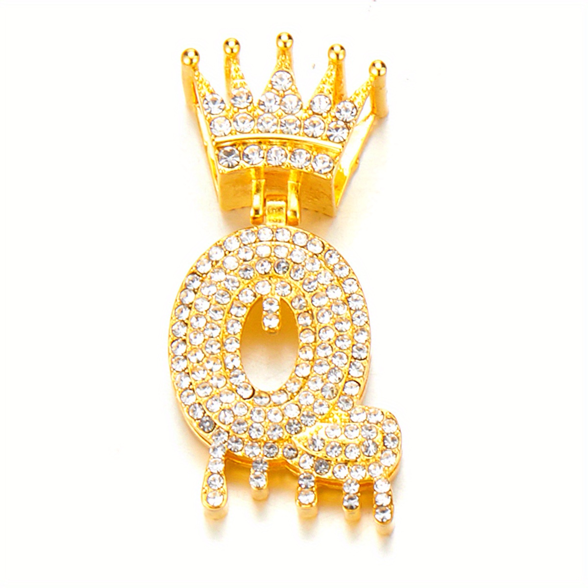 The Letter V Created Diamond Crown Hip Hop Rope Chain Pendant