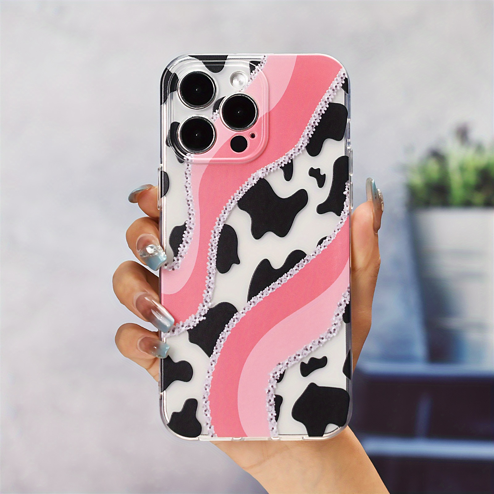 Glitter Milk Cow Pattern Design Shockproof Slim Temu