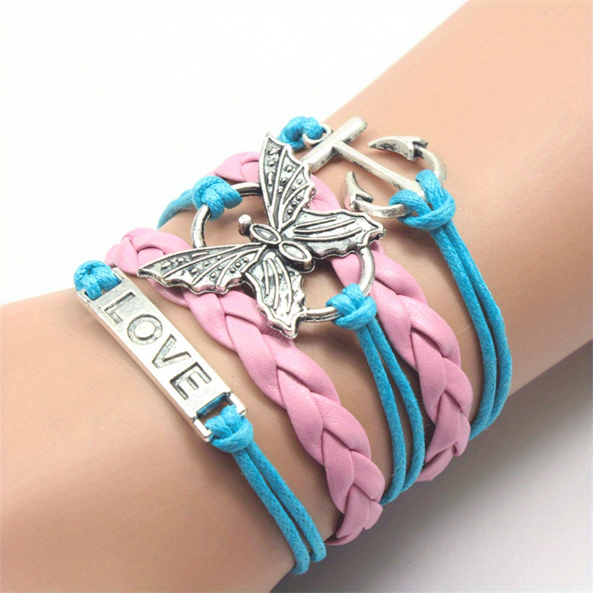 Blue Butterfly Leather Bracelet