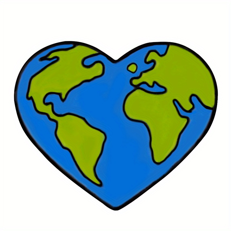 Image of 1pc Blue Heart Shaped Earth Pin - Clothing Accessory