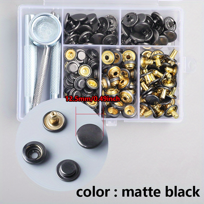  200 Pieces (50 Sets) 15MM Leather Snap and Fastener Kit 5/8  inches (15mm) Snap Button for Leather Snaps and Fasteners for Leather  Stainless Snaps for Bag, Jeans, Clothes, Fabric (Bronze) : Everything Else