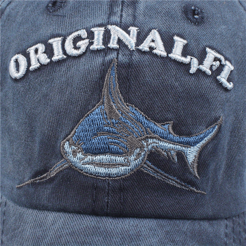 Florida Shark Embroidery Baseball Washed Distressed - Temu Canada