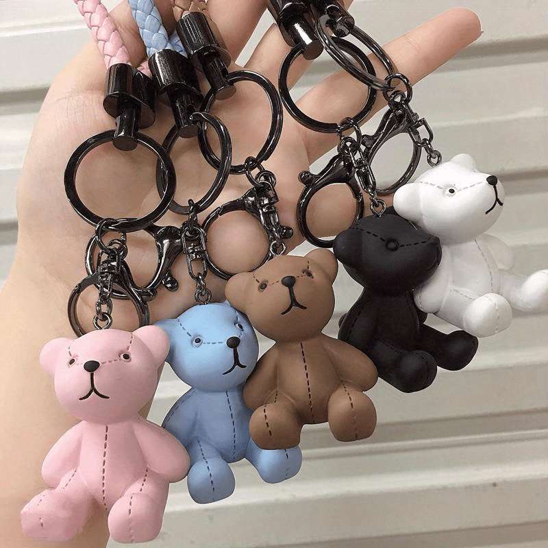 1pc Cartoon Resin Teddy Bear Keychain For Women, Cute Exquisite Fashion  Couple Key Ring Bag Pendant