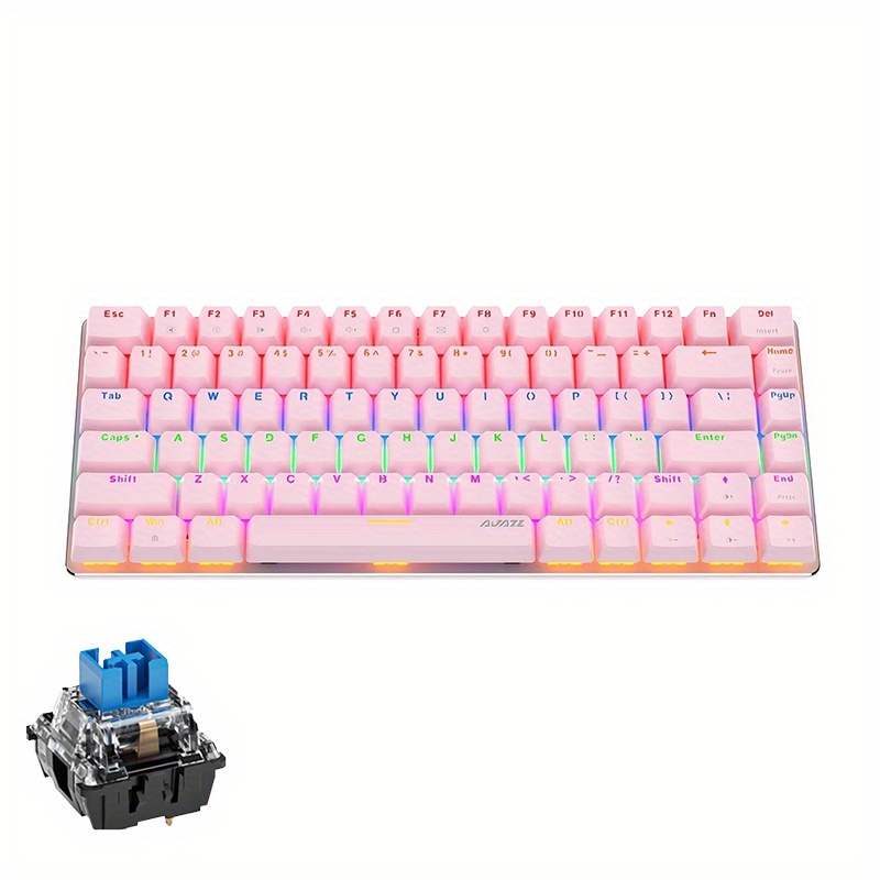 Ajazz AK33 82 Keys USB Wired Mechanical Game Keyboard White with Blue  Switches for Laptop 