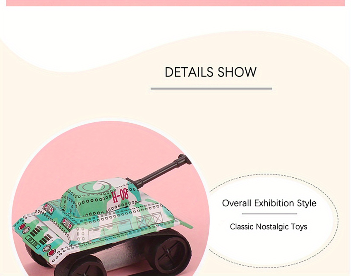 Mini Clockwork Wind Up Metal Tank Toy, Tin Toy Classic Toy, Vintage Tin