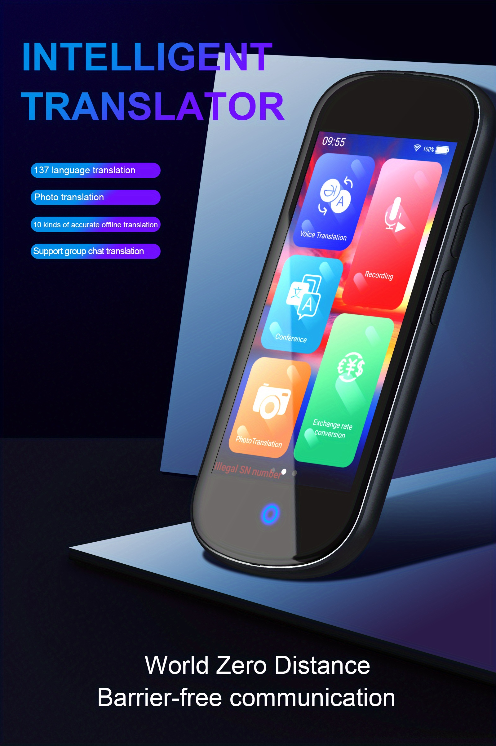  Dispositivo de traductor de idiomas inteligente de dos vías,  fácil y transexual, de bolsillo, con Bluetooth, 52 idiomas para reuniones,  aprendizaje, viajes, compras, negocios, apto para Apple iPhone Android  blanco (WIFI/3G/4G/5G) 