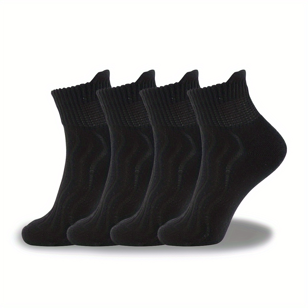 Image of 4 Pairs Unisex Diabetics Socks, Cotton Socks, Loose Fit, Cushion Non-binding And Extra Wide Top, Perfect Gift For