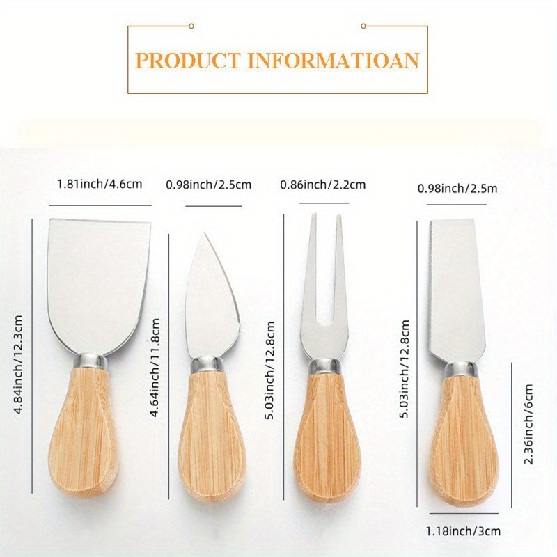 Oak Cheese Knife Set Stainless Steel Western Food Kitchen - Temu