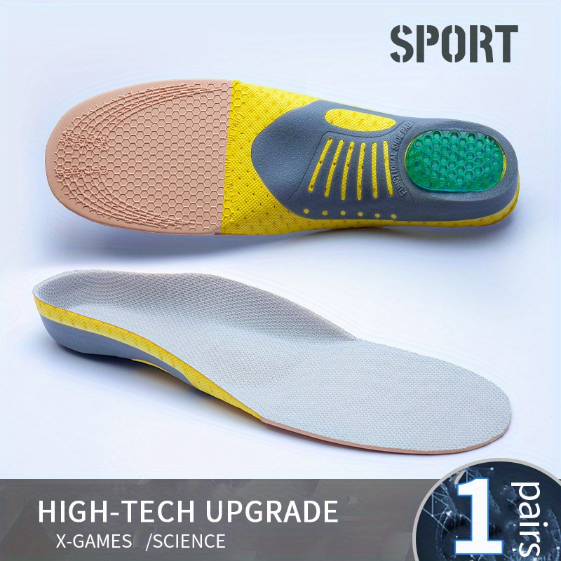Image of 1 Pair Arch Support Insoles, Air Cushion Shock Absorption, Fabric Wicks Sweat To Keep Feet Dry, Non-slip Wear Resistant Bottom Prevents Shifting