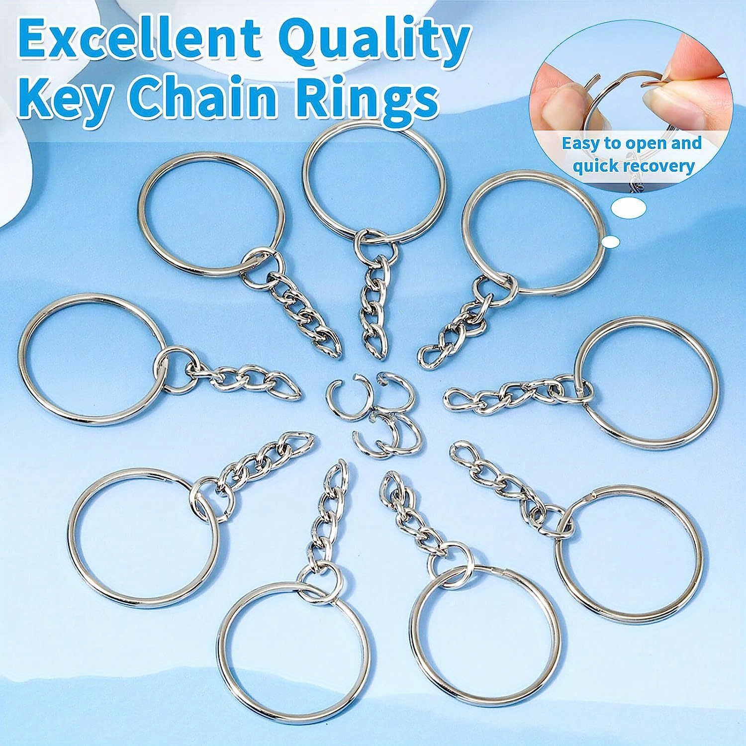 PAXCOO 150 llaveros divididos con cadena y anillos de salto a granel para  manualidades (0.984 in)