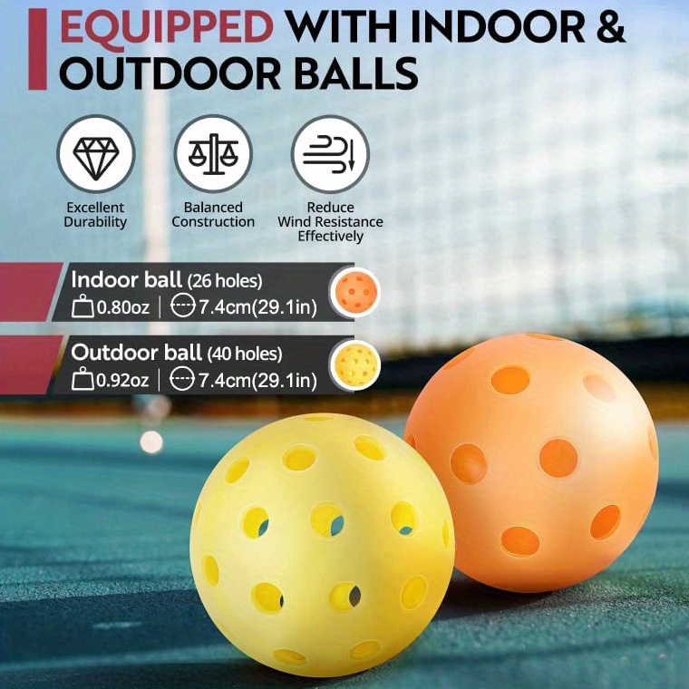 26 40 Hole Pickle Balls 74mm High Elastic Pickleballs For Indoor Outdoor Training Sports