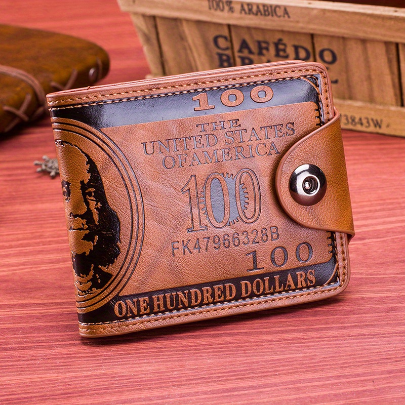 Men's PU Leather Figure Pattern Snap Button Wallet
