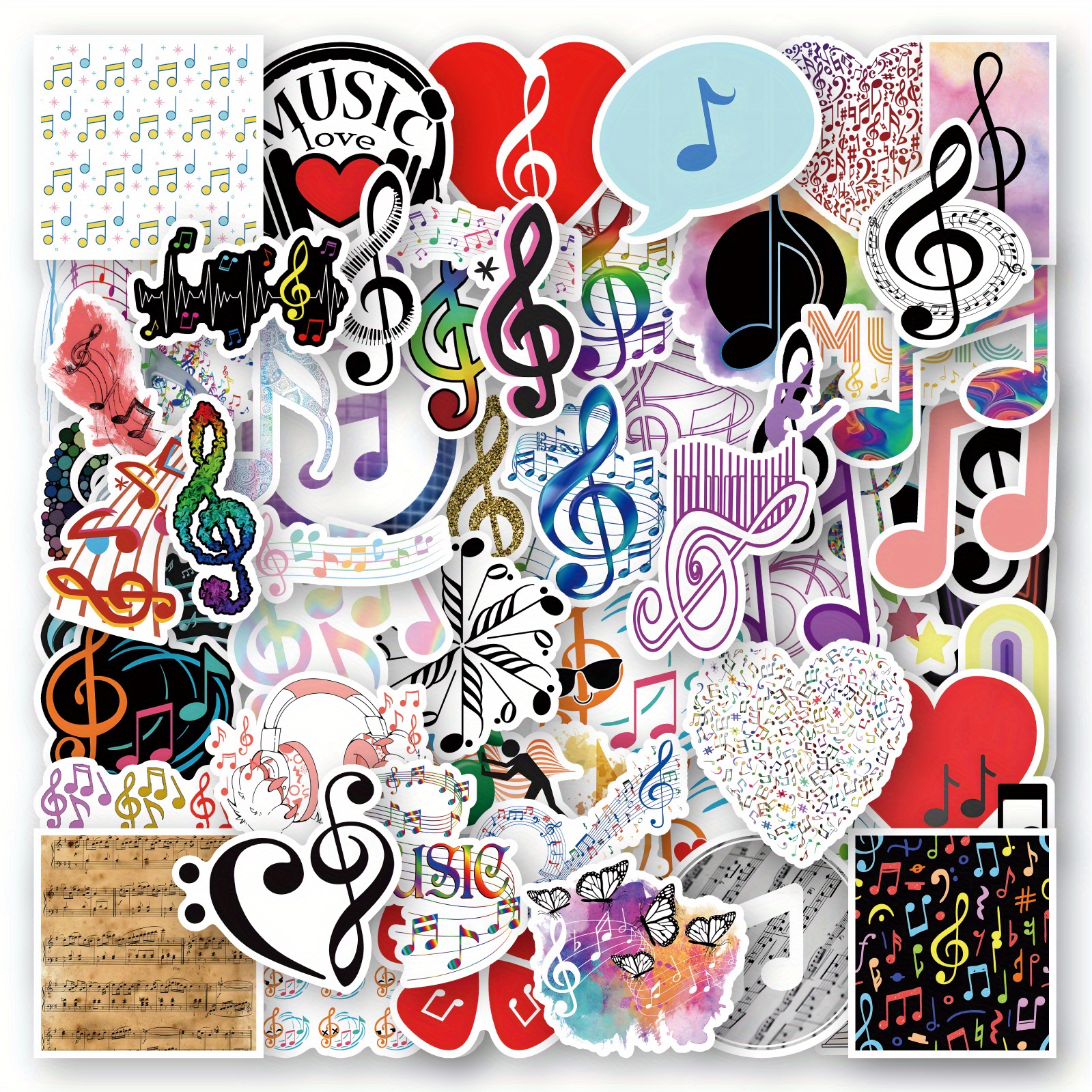 60pcs Musical Note Stickers, Music Stickers,music Inspirational Words Stickers Pack For Water Bottles,laptop,guitar,,luggage