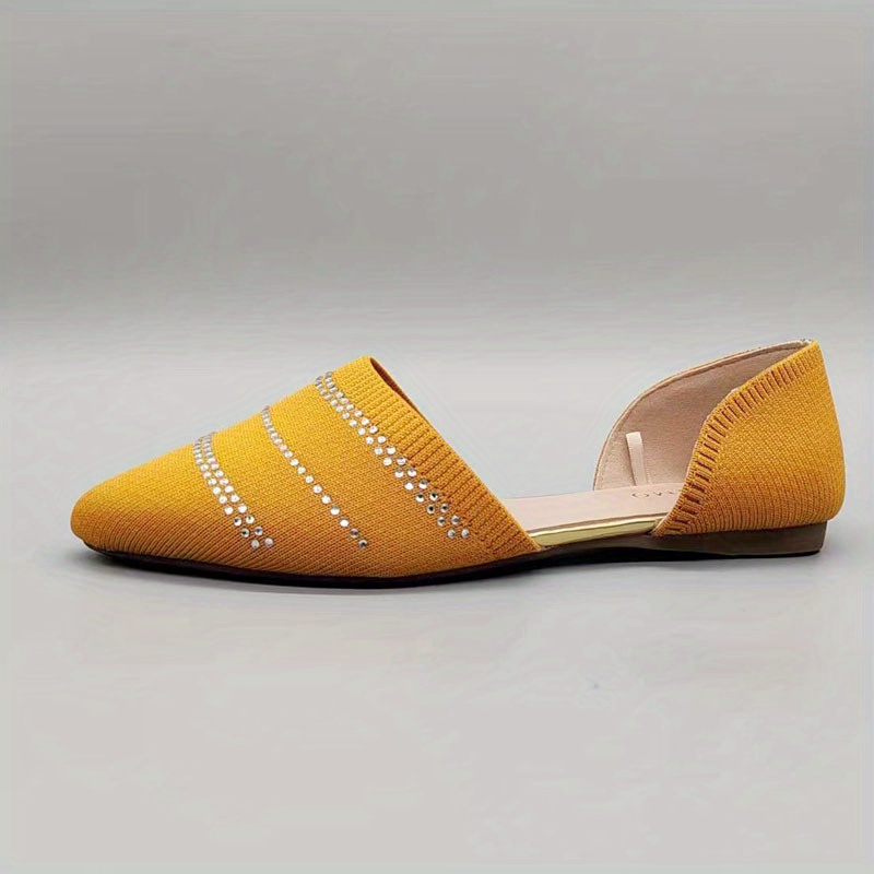 Mustard yellow pointed store flats