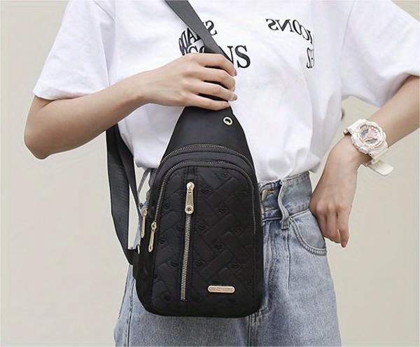 Love Embroidered Nylon Chest Bag, Stylish And Simple Outdoor Travel Messenger  Bag - Temu