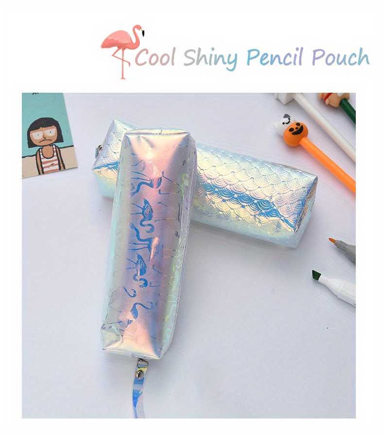Transparent Cool Pencil Case Super Shiny Laser Pencils Bags pen case girl  gift
