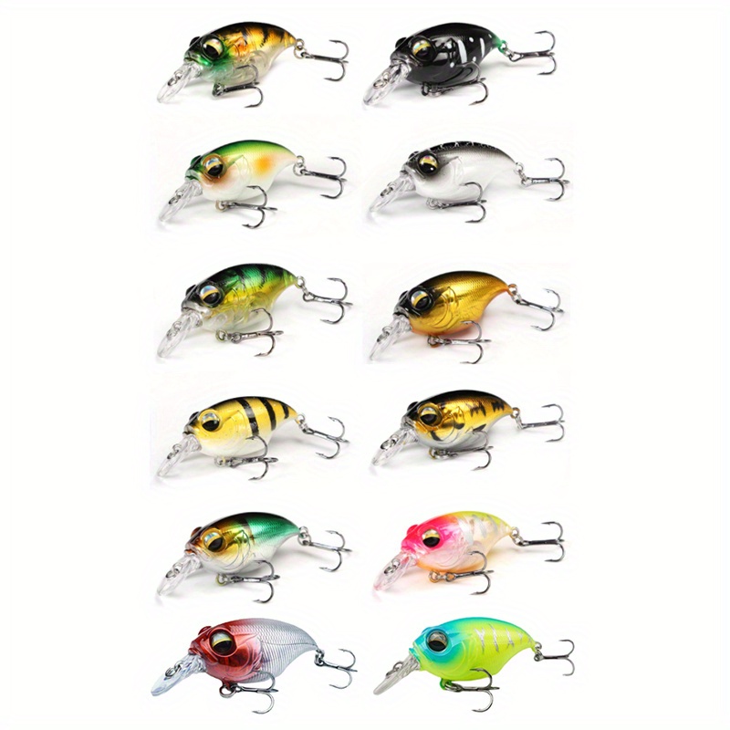 Image of 12pcs High Quality Crankbait Lure - 6cm/2.36inch, 8g - 10 Vibrant Colors - Artificial Bait For Hard Fishing With Strong Hooks