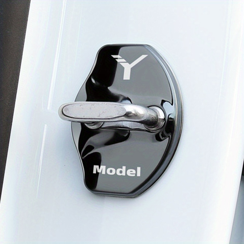 4Stück Autotürschlossabdeckung für Tesla  Model3/Y/X,Autotürschloss-Verriegelungsabdeckung Edelstahl  Autoteile,A/Silver