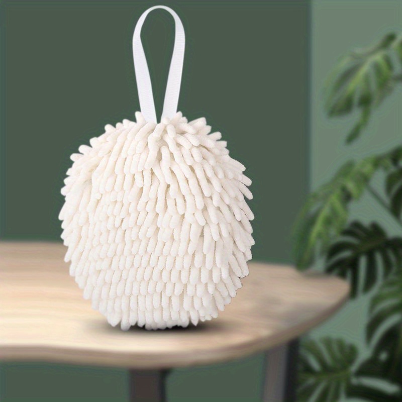 Chenille Hand Towel Ball with Hanging Loop