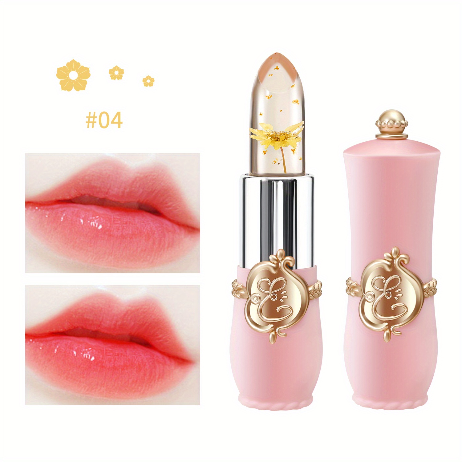 Crystal Flower Jelly Lipstick Set,magic Temperature Color Changing Lip  Gloss Ph Lipstick Color Changing Jelly Lipstick Waterproof Moisturizer Lip  Balm - Temu