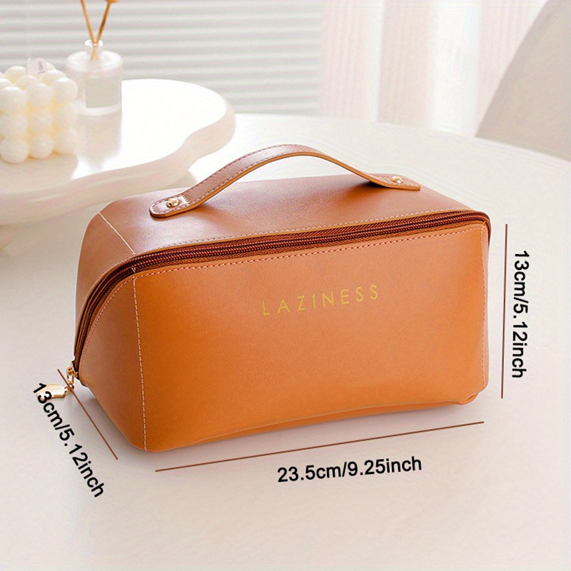 Waterproof Travel Cosmetic Bag With Dividers And Handle - Large Capacity  Makeup Toiletry Bag For Women - Multifunctional Storage Bag With Pu Leather  Material - Temu