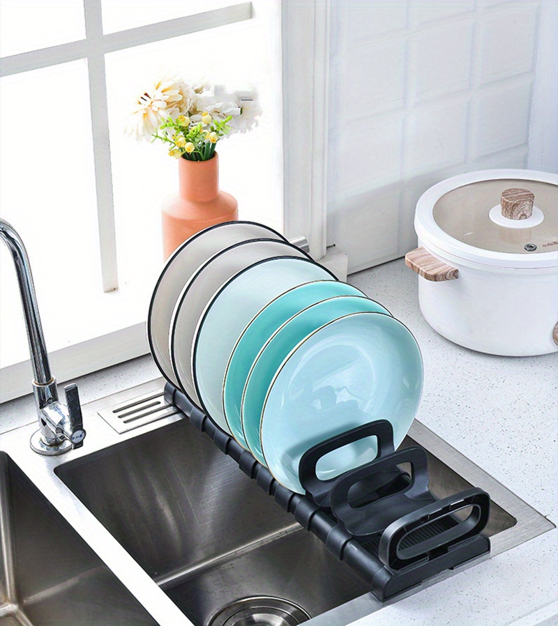 1pc Adjustable Pot Lid Rack, Bowl & Plate Storage Holder