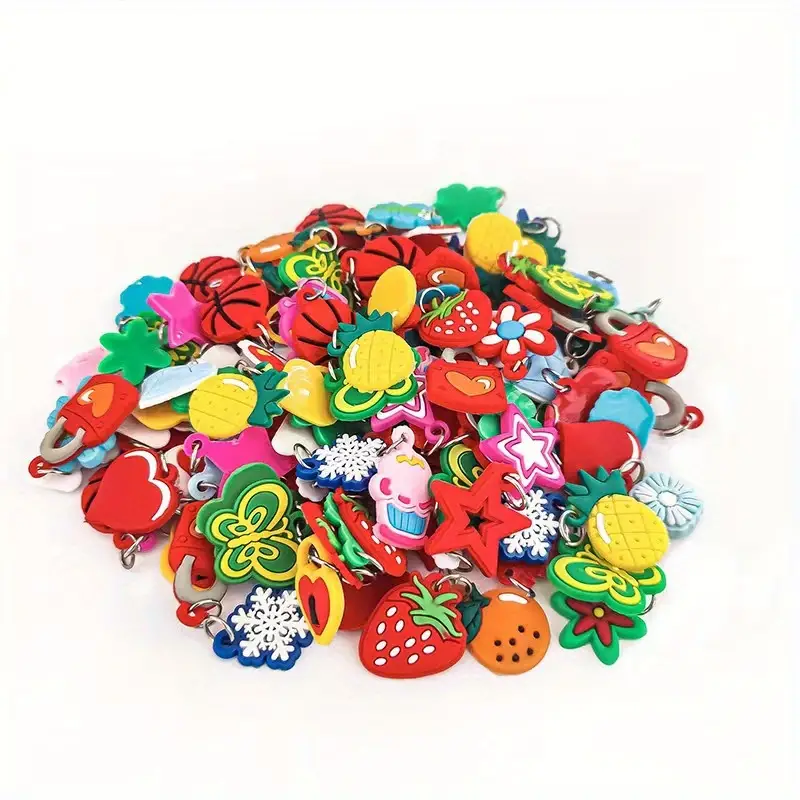 Senhui 100 Pcs Silicone Bracelet Charms Colorful Bracelet Charms Rubber  Band Bracelet Making Kit for Kids Necklace DIY Charm Bracelets