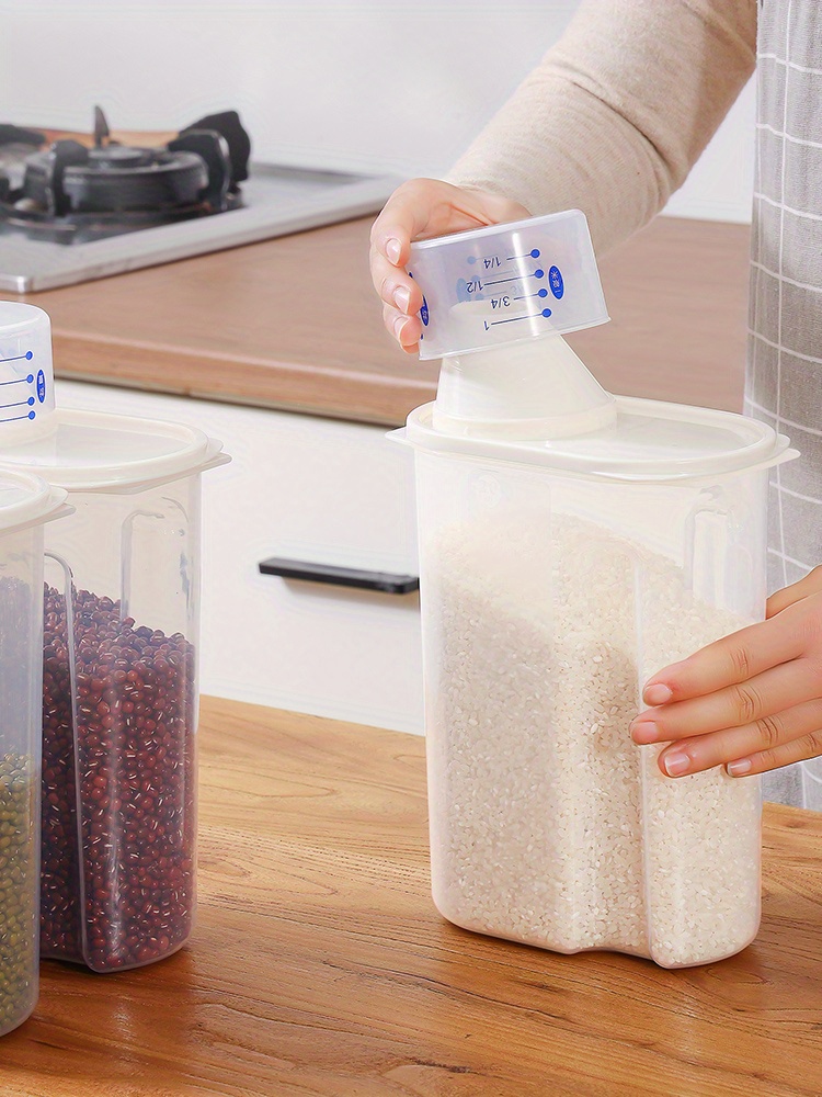Rice Bucket With Measuring Cup Large Capacity Cereal Storage - Temu