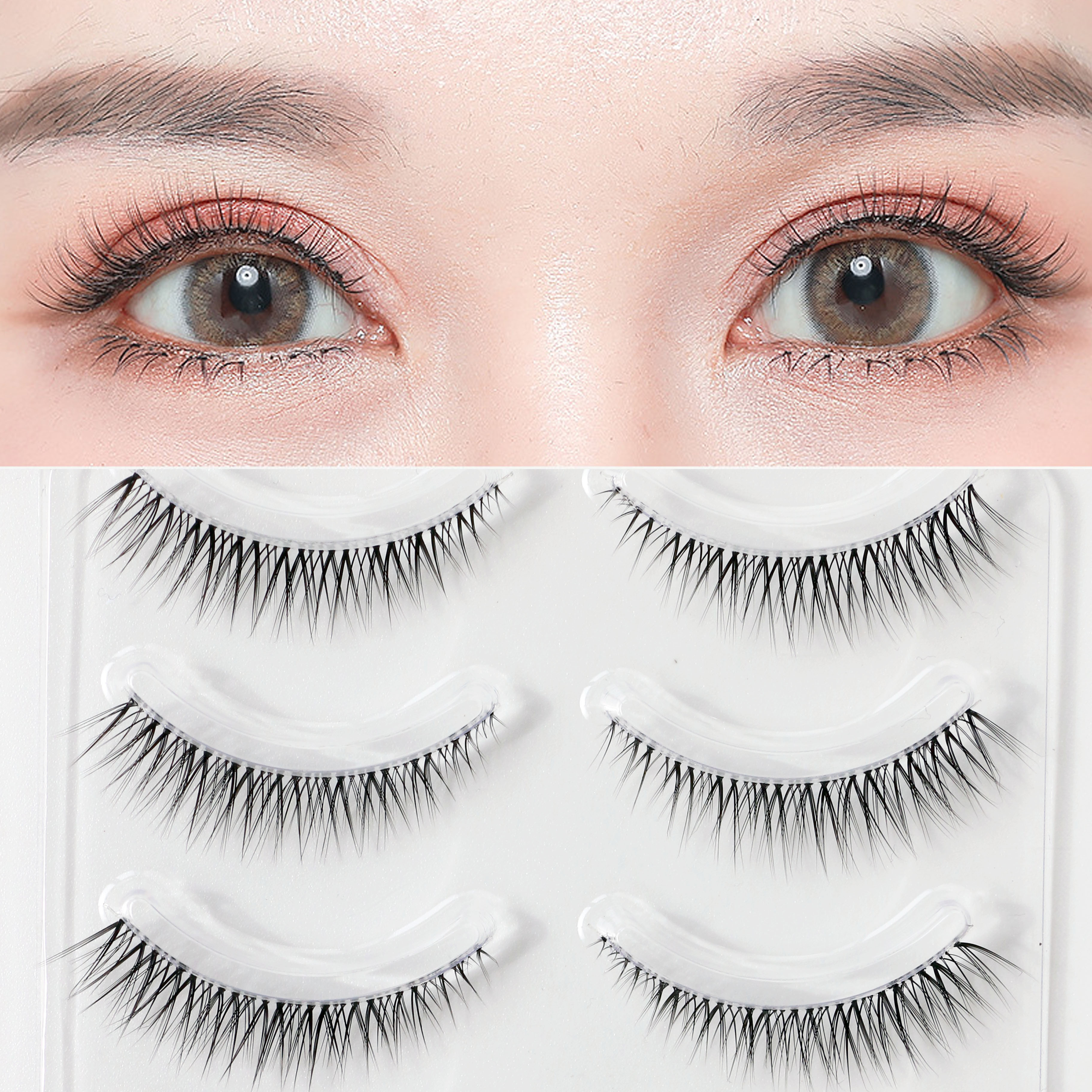 Natural Look False Eyelashes Clear Bands Short Everyday Temu