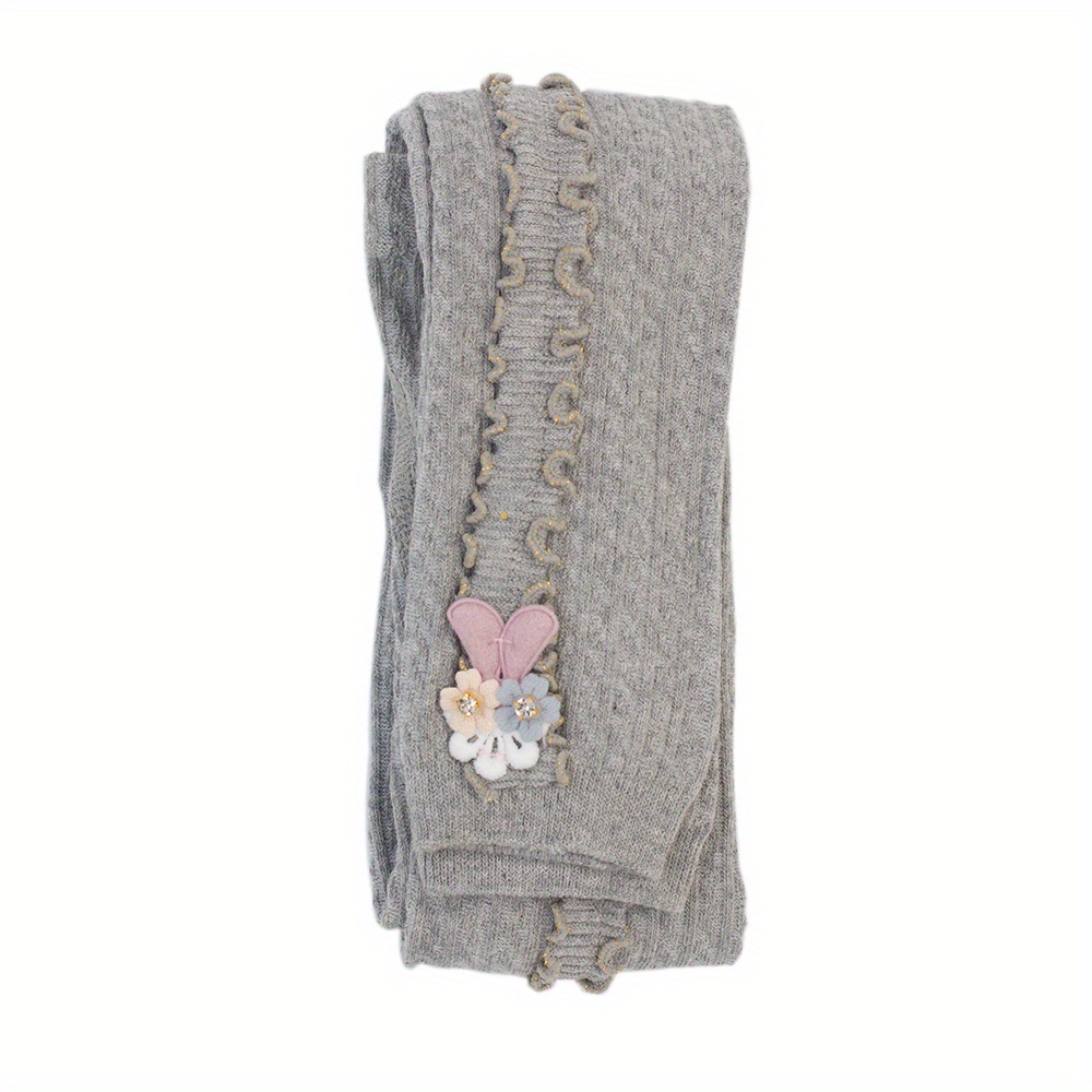 Girls Side Frill Trim Stretch Soft Knit Leggings Flower - Temu Canada