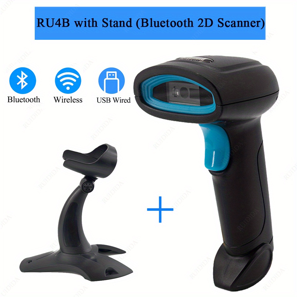 1d/2d Bt Wireless Barcode Scanner With Holder Portable Qr - Temu