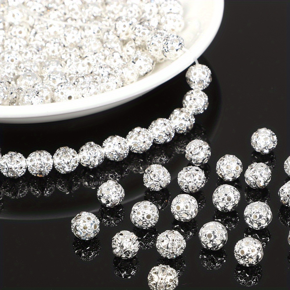 50pcs Ab Rhinestone Balls Multicolor Crystal Round Loose Spacer Beads  Accessory