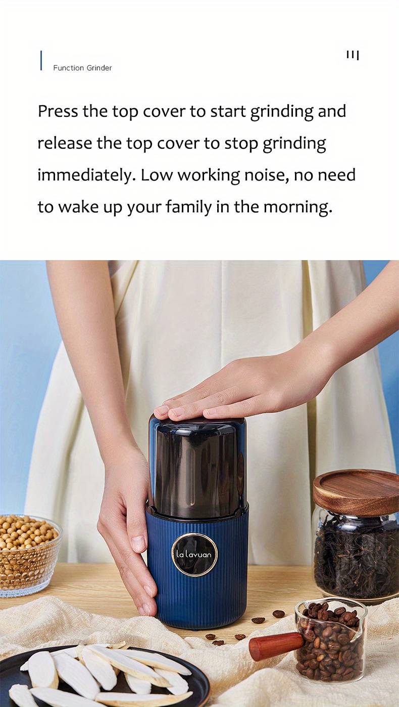 Powerful Electric Coffee Bean Grinder With One Touch Push - Temu