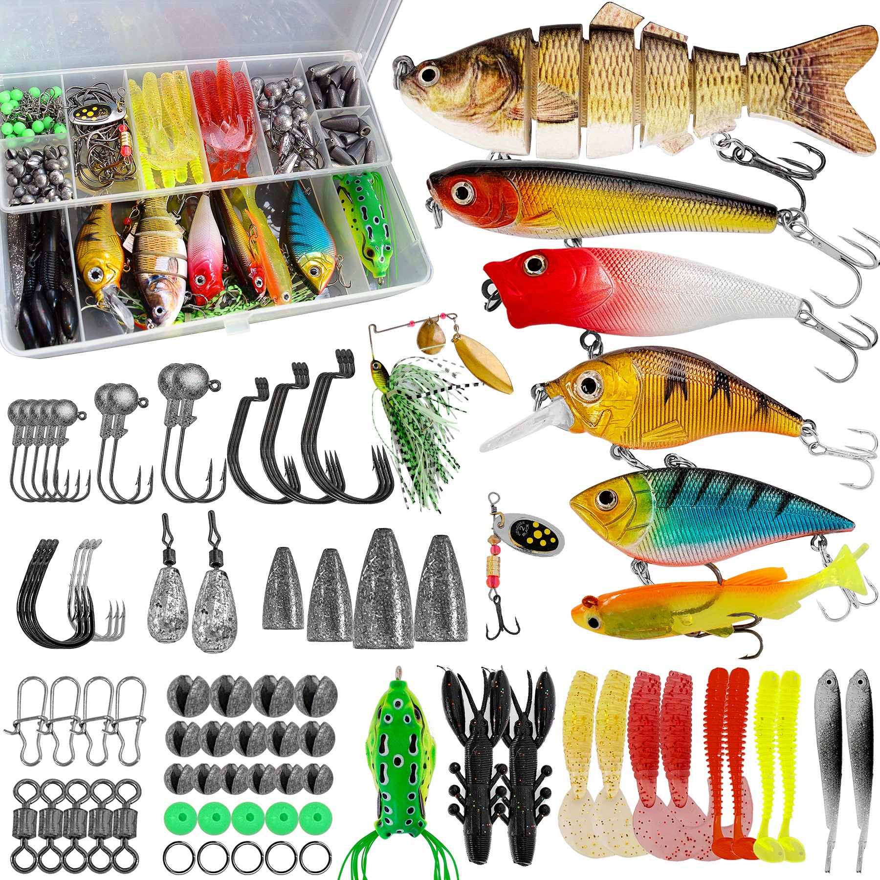 Complete Fishing Lure Kit Includes Crankbaits Spinnerbaits - Temu Canada