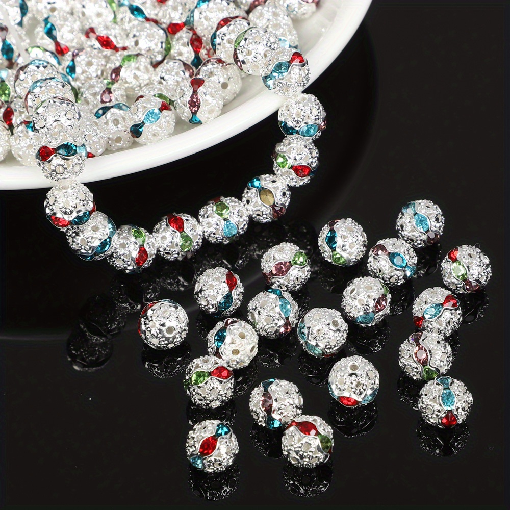 Lot 4 6 Rhinestone Rondelle Crystal Round Loose Spacer Beads - Temu