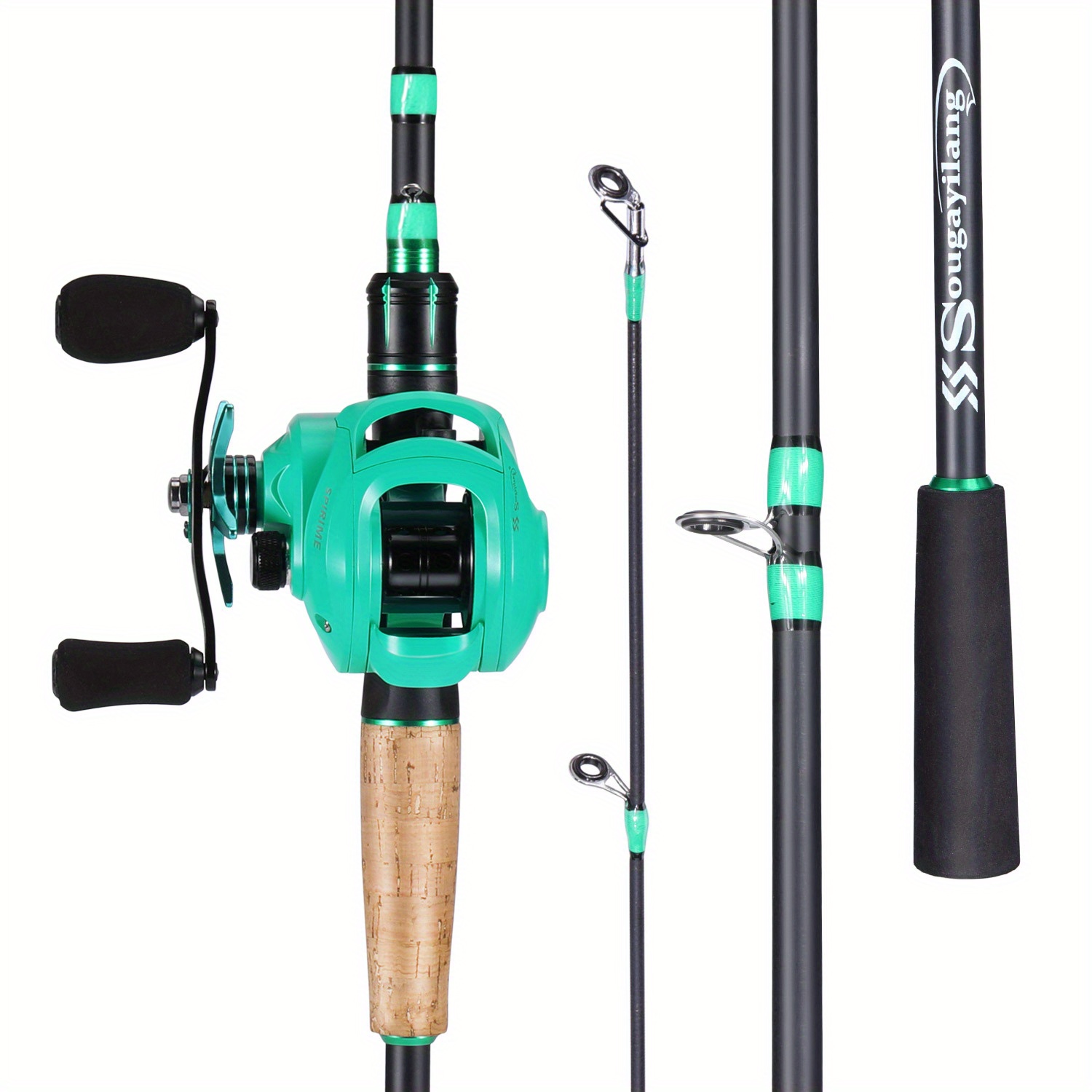 Sougayilang Baitcast Combo Telescopic Rod and 12＋1BB Baitcasting Reel for  Travel Carp Bass Trout Fishing 