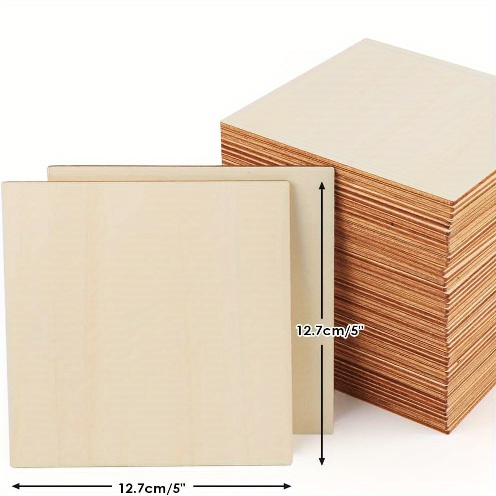 Wood Pieces Blank Wood Squares Natural Wooden Square Cutouts - Temu