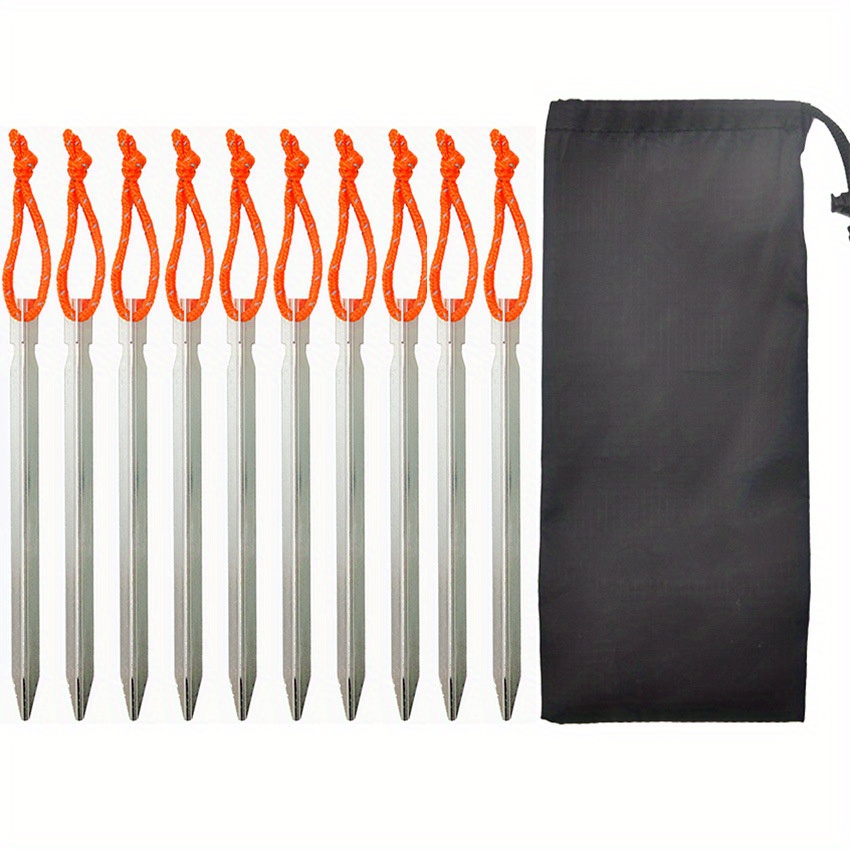 6 10pcs Heavy Duty Tent Stakes Metal Aluminum Tent Stakes Pegs Ultralight  Tent Stakes With Rope For Camping Tents And Canopy - Sports & Outdoors -  Temu