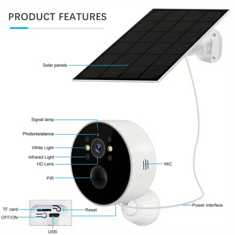 1 set security camera wireless outdoor solar camera for home security 1080p human and motion detection 2 way talk night vision camera 2 4g wifi cloud storage surveillance wireless wifi camera 4600mah battery powered ip camera outdoor details 7