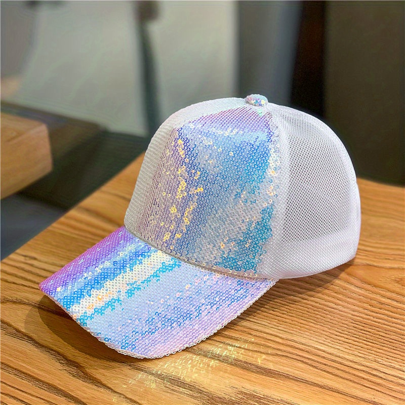Y2K Sequin Sparkly Trucker Hat Hip Hop Adjustable Baseball Cap